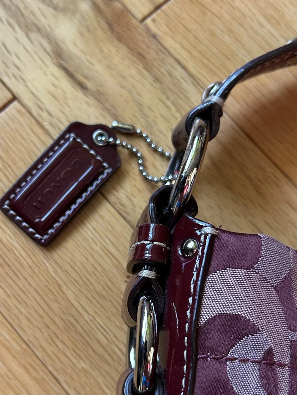 Coach Plum Logo Jacquard Shoulder Bag